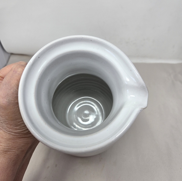 Graf Handmade Pottery Vase Pitcher Hand Painted White & Delicate Flowers Floral - Picture 5 of 11